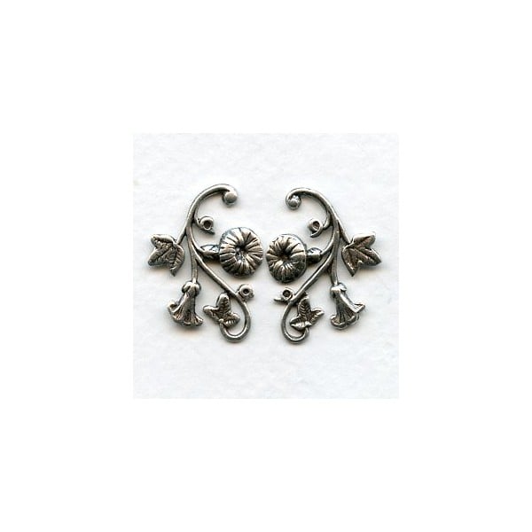 Morning Glory Right and Left Flourishes Oxidized Silver (1 Set)