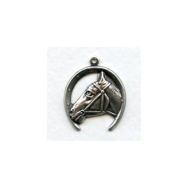 Horse and Horseshoe Pendant Oxidized Silver (4)