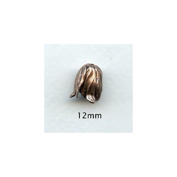 Petite 12mm Size Leaves Bead Caps Oxidized Copper (6)