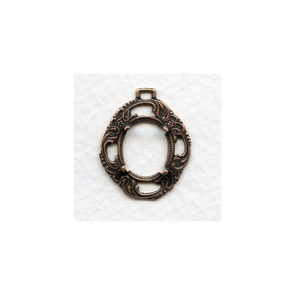 Delicate Openwork 12x10mm Settings Oxidized Copper (2)