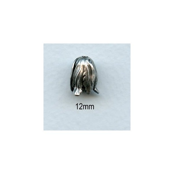 Petite 12mm Size Leaves Bead Caps Oxidized Silver (6)