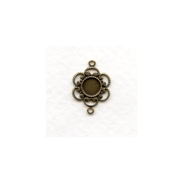 Filigree Connector 5mm Settings Oxidized Brass (12)