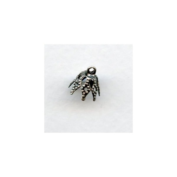 Filigree Bell Caps Up Eye Loops Oxidized Silver (24)