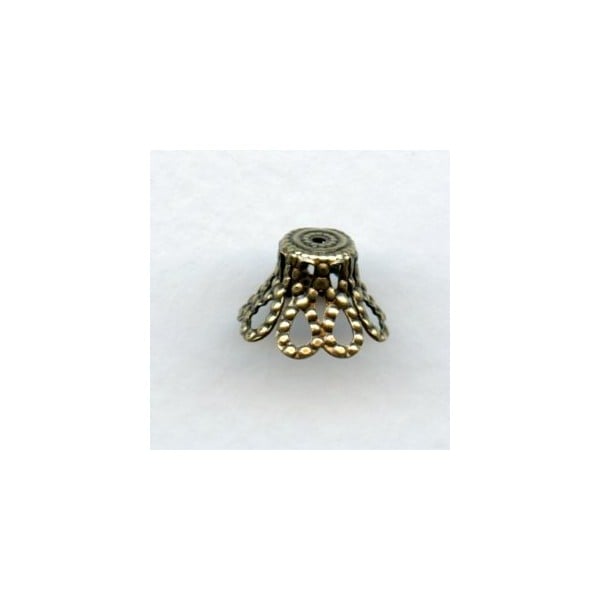 Bell Shape Filigree 12mm Bead Caps Oxidized Brass (12)