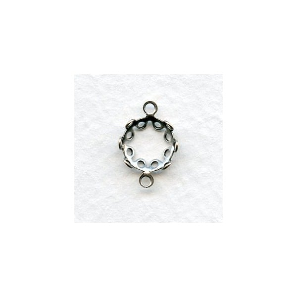 Setting Frame Connectors for 8mm Faceted Stones Oxidized Silver (12)