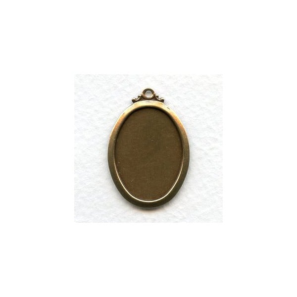 Elegant Simple Setting Pendants 25x18mm Oxidized Brass (6)