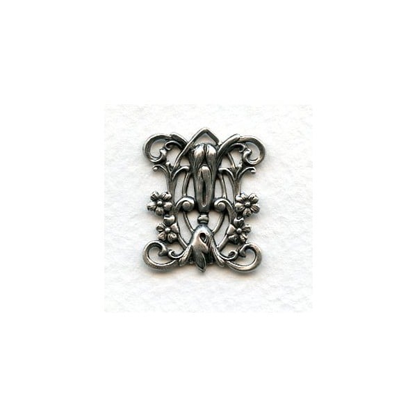 Art Nouveau Style Floral Lily Connector 24mm Silver (2)