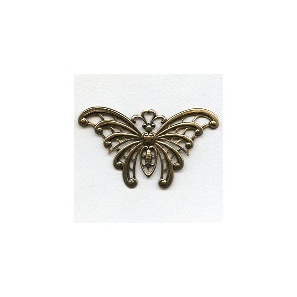 Mega Butterfly Art Deco Style Oxidized Brass 105mm (1)