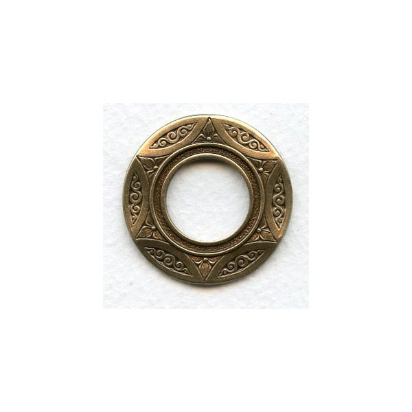 Art Deco Style Porthole Setting Oxidized Brass 35mm (1)