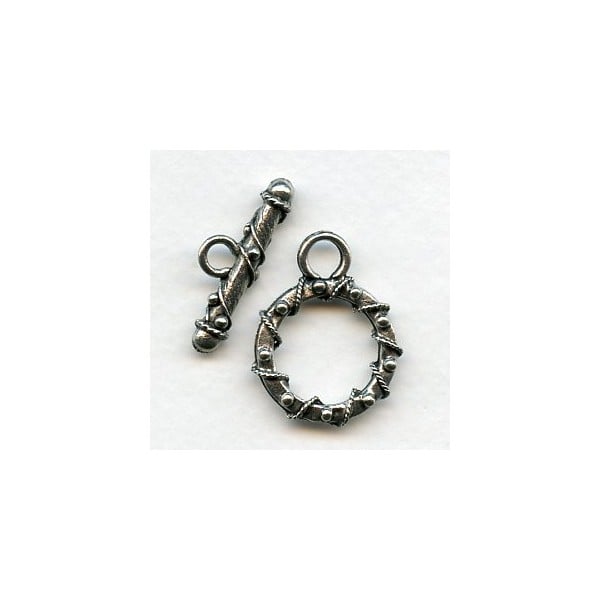 Bead and Rope Detail Toggle Set Oxidized Silver (1 Set)