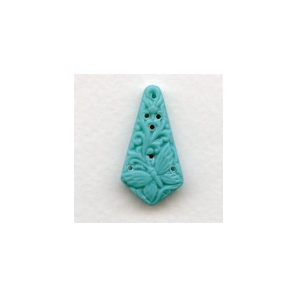 ^Engraved Butterfly Pendant Turquoise Pear Shaped