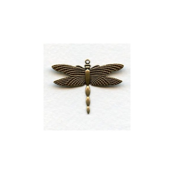 Dragonflies Upturned Wings 28x36mm Oxidized Brass (6)