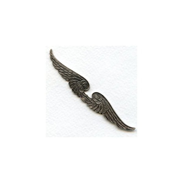 Wings Stampings Solid 90mm Oxidized Silver (2)