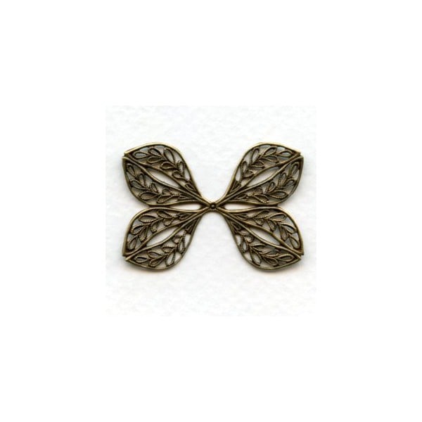 Ornate Filigree Flat Wings Oxidized Brass 38mm (1)
