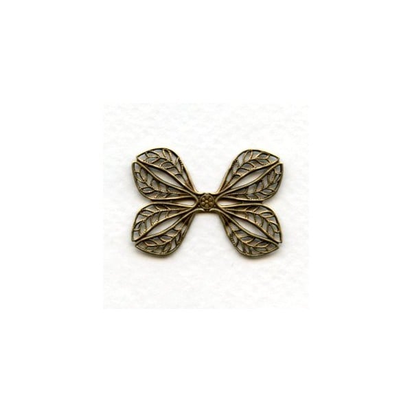 Ornate Flat Filigree Wings Oxidized Brass 31mm (3)