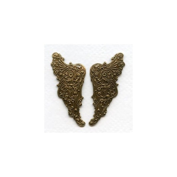 Huge Embossed Angel Wings 54mm Oxidized Brass (1 pair)