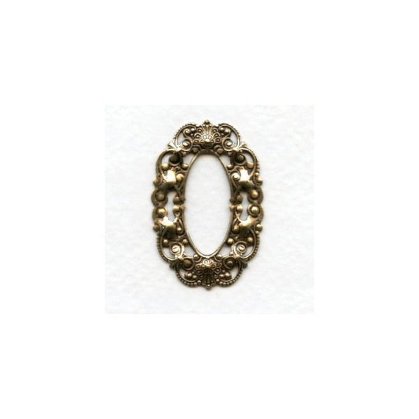 Smaller Filigree Oval 37x25mm Frames Oxidized Brass (6)