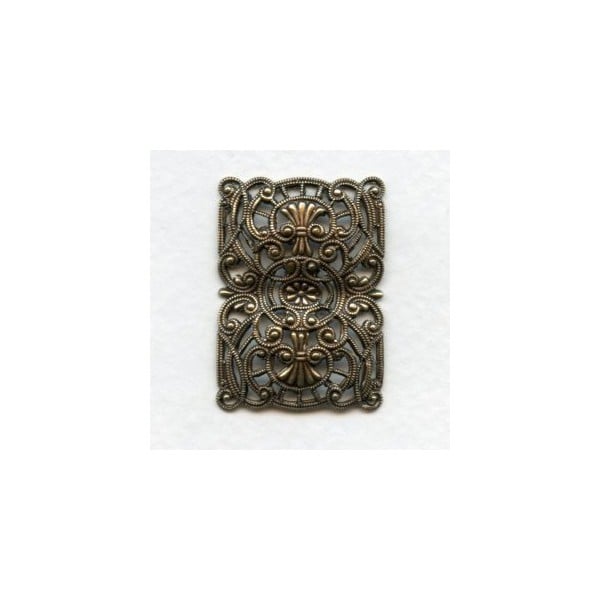 Splendid Filigree Rectangle German Made Oxidized Brass (1)
