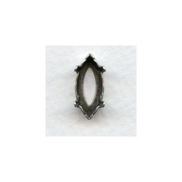 Navette Settings with Four Holes 15x7mm Oxidized Silver (12)
