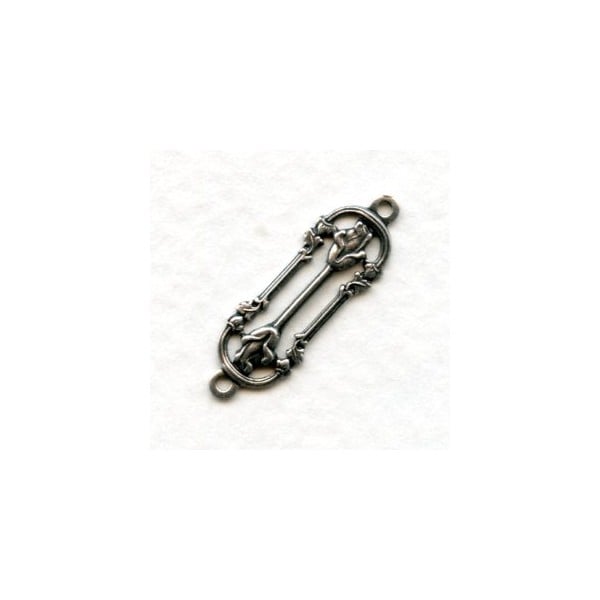 Rosebud Detail Connectors 23mm Oxidized Silver (12)