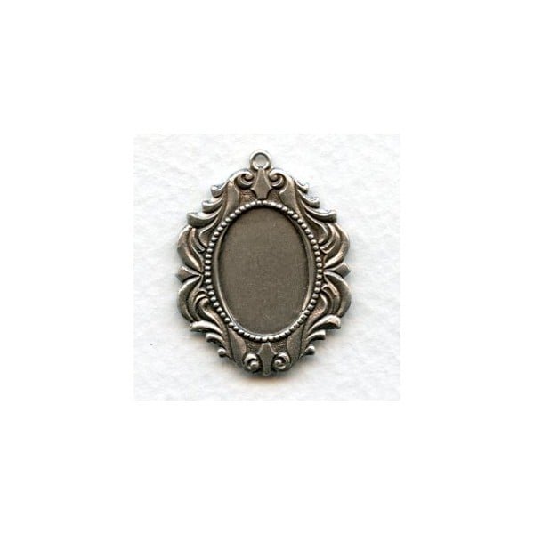 Ornate Flourishes Border 18x13mm Setting Oxidized Silver (1)