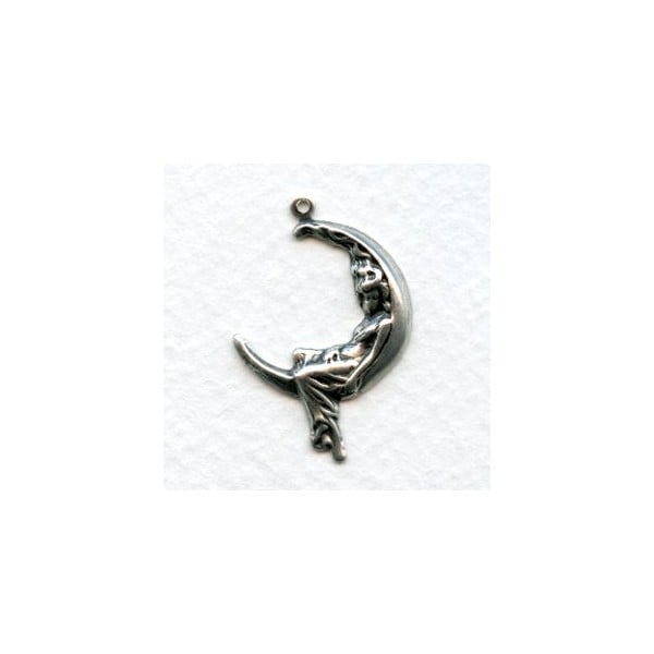 Medium Goddess in the Moon Stampings with a Loop Oxidized Silver (6)
