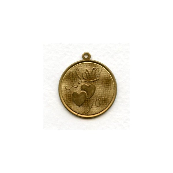 I Love You Charms Raw Brass 29mm (3)