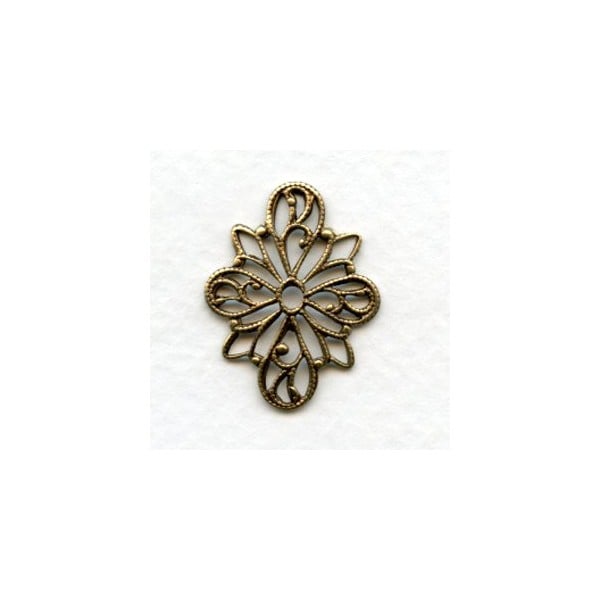 Filigree 4-Way Connectors 26x20mm Oxidized Brass (6)