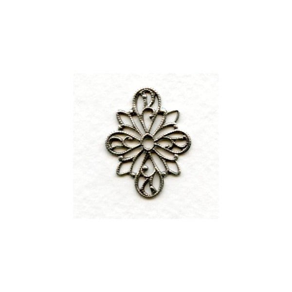 Filigree 4-Way Connectors 26x20mm Oxidized Silver (6)