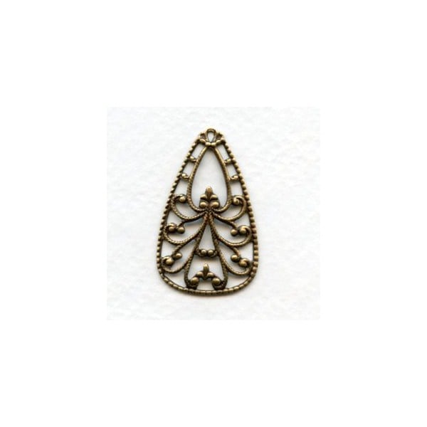 Ornate Filigree Pendant Oxidized Brass 34mm (6)