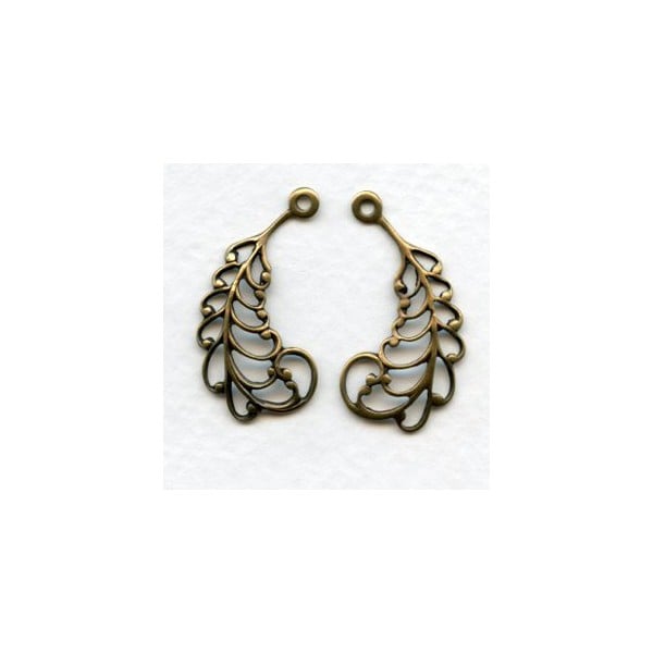 Filigree Openwork Oxidized Brass Leaves 29mm (3 pair)