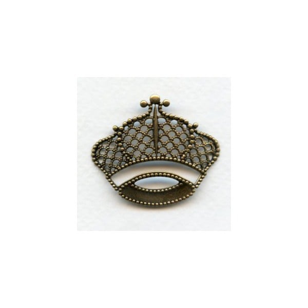 Filigree Crown Stampings Oxidized Brass 43x37mm (3)