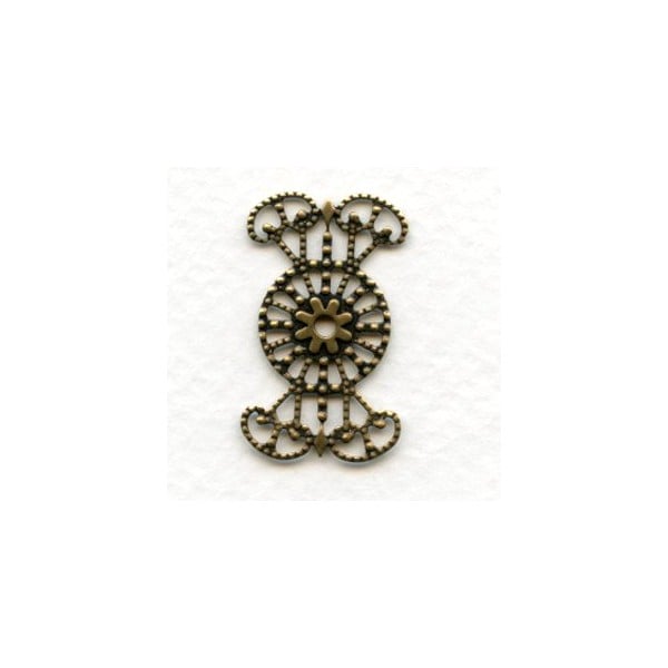 Filigree Connector or Wrap Setting Oxidized Brass (6)