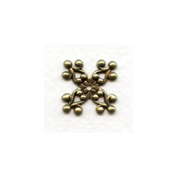 Ornate Prongs Stamping Oxidized Brass 17mm (6)