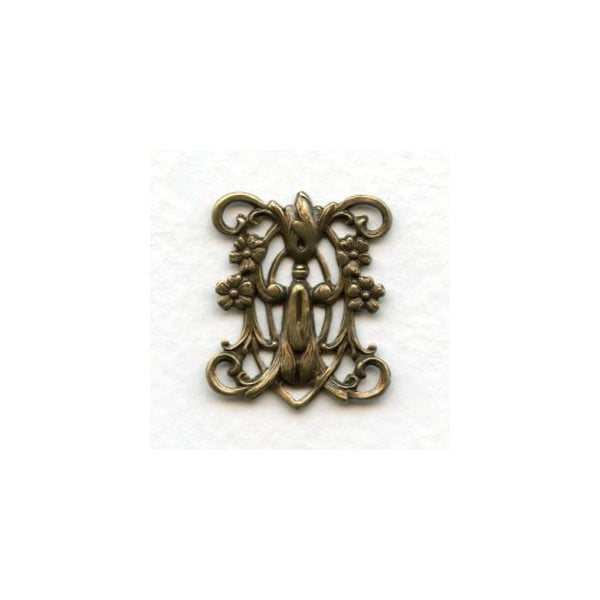 Art Nouveau Style Floral Lily Brass Connector 24mm (2)