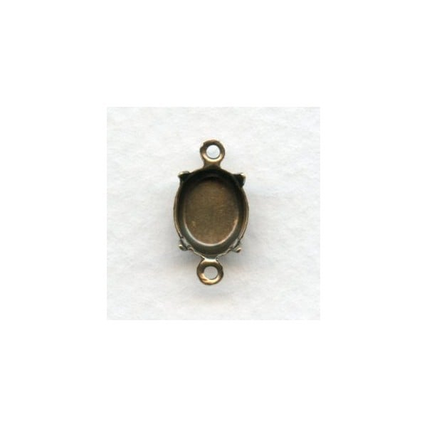 Closed Back Setting Connectors 10x8mm Oxidized Brass (12)
