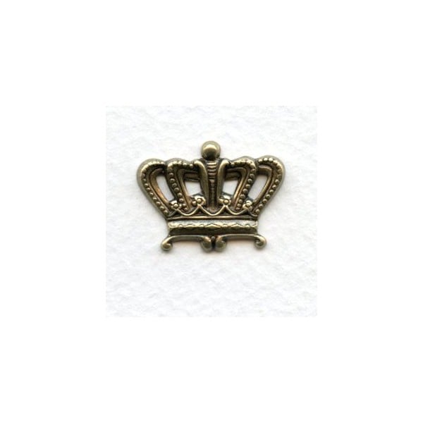 Crown Ornamentation Stampings Oxidized Brass 12mm (12)