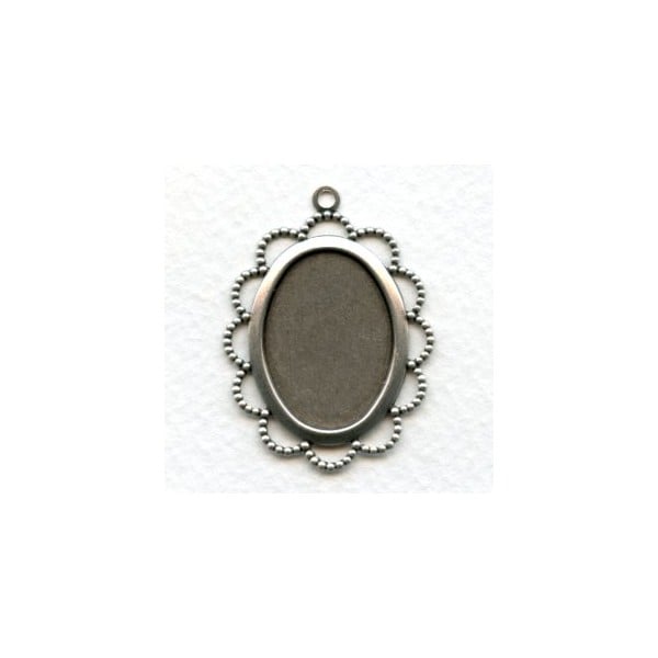 Filigree 25x18mm Setting With Loop Oxidized Silver (6)