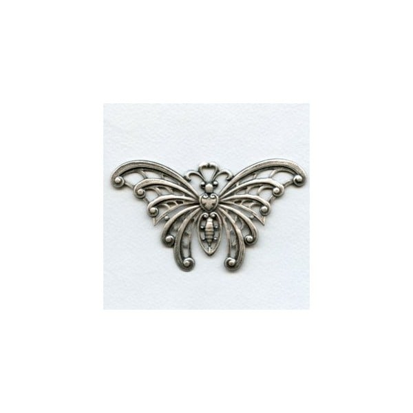 Mega Butterfly Art Deco Style Oxidized Silver 105mm