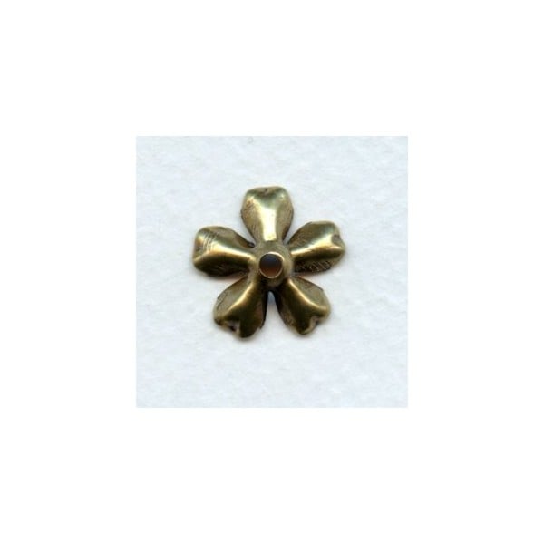 Large Blossom Flower Shapes Oxidized Brass 17mm (6) - Image 2