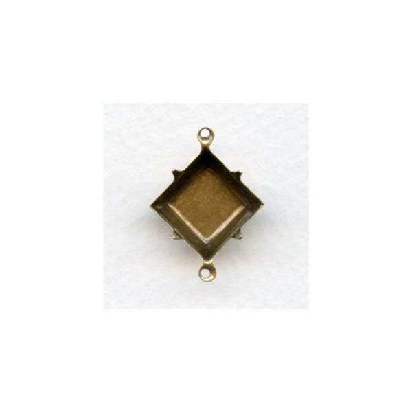 Square Settings Oxidized Brass 12mm 2 Loops (12)
