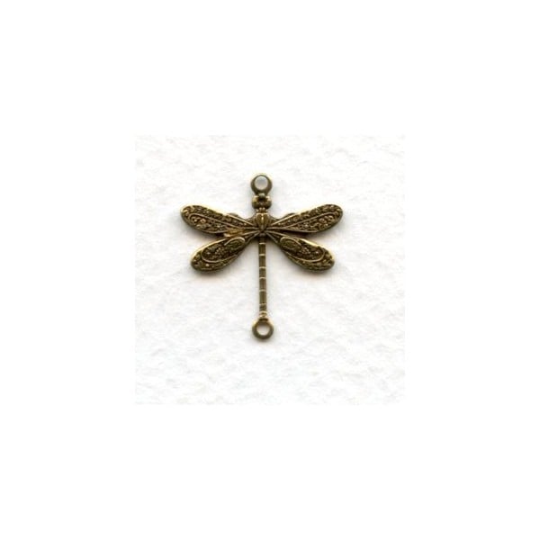 Victorian Style Dragonfly Connectors Oxidized Brass (12)