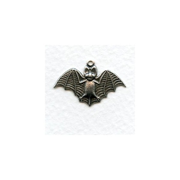 Bat Charms 26mm Oxidized Silver (2)