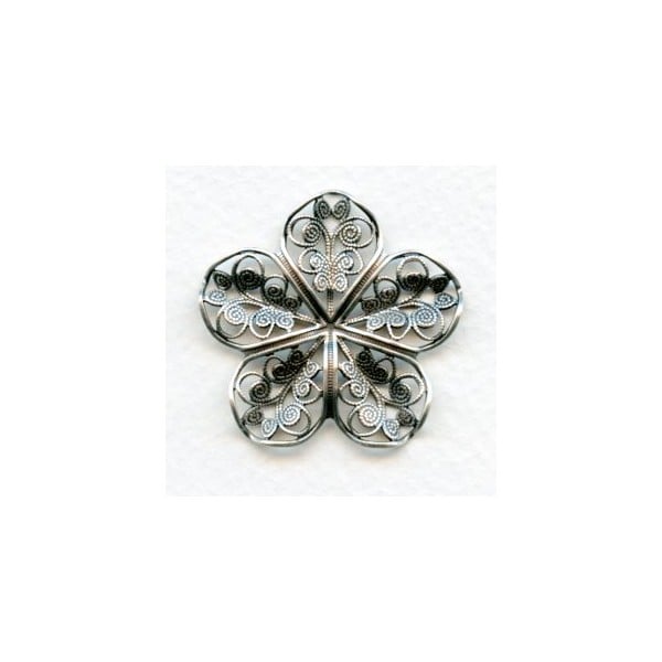 Flower Shaped Filigrees Oxidized Silver 35mm (2)