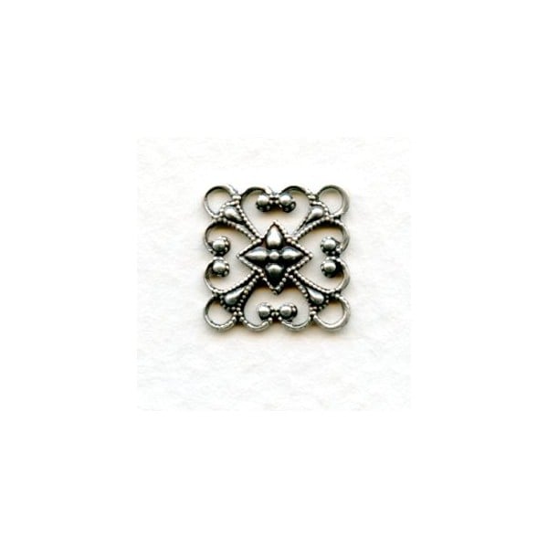 Square 12mm Filigree Connector Oxidized Silver (6)