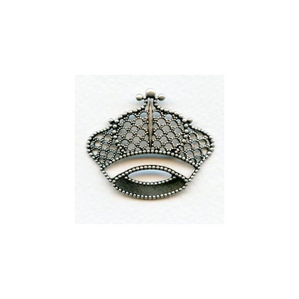 Filigree Crown Stampings Oxidized Silver 43mm (3)