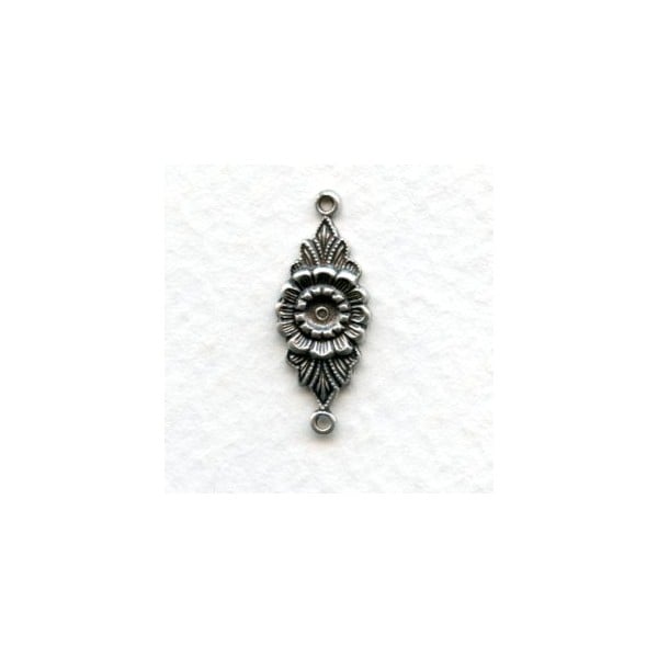 Floral Connector 3mm Setting Oxidized Silver (12)