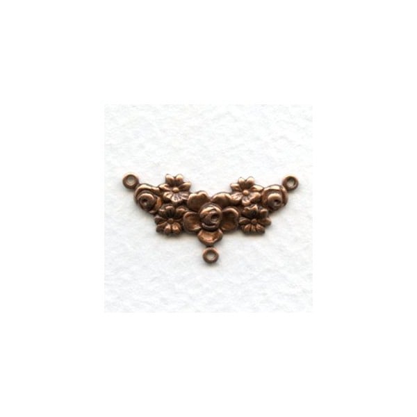 Floral Design Three Loop Connectors Oxidized Copper (6)