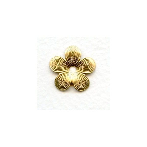 Beaded Detail Flower Shapes Raw Brass 18mm (12)