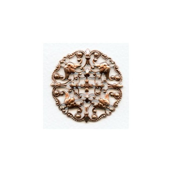 Ornately Detailed Round Filigree Stamping Oxidized Copper (1)